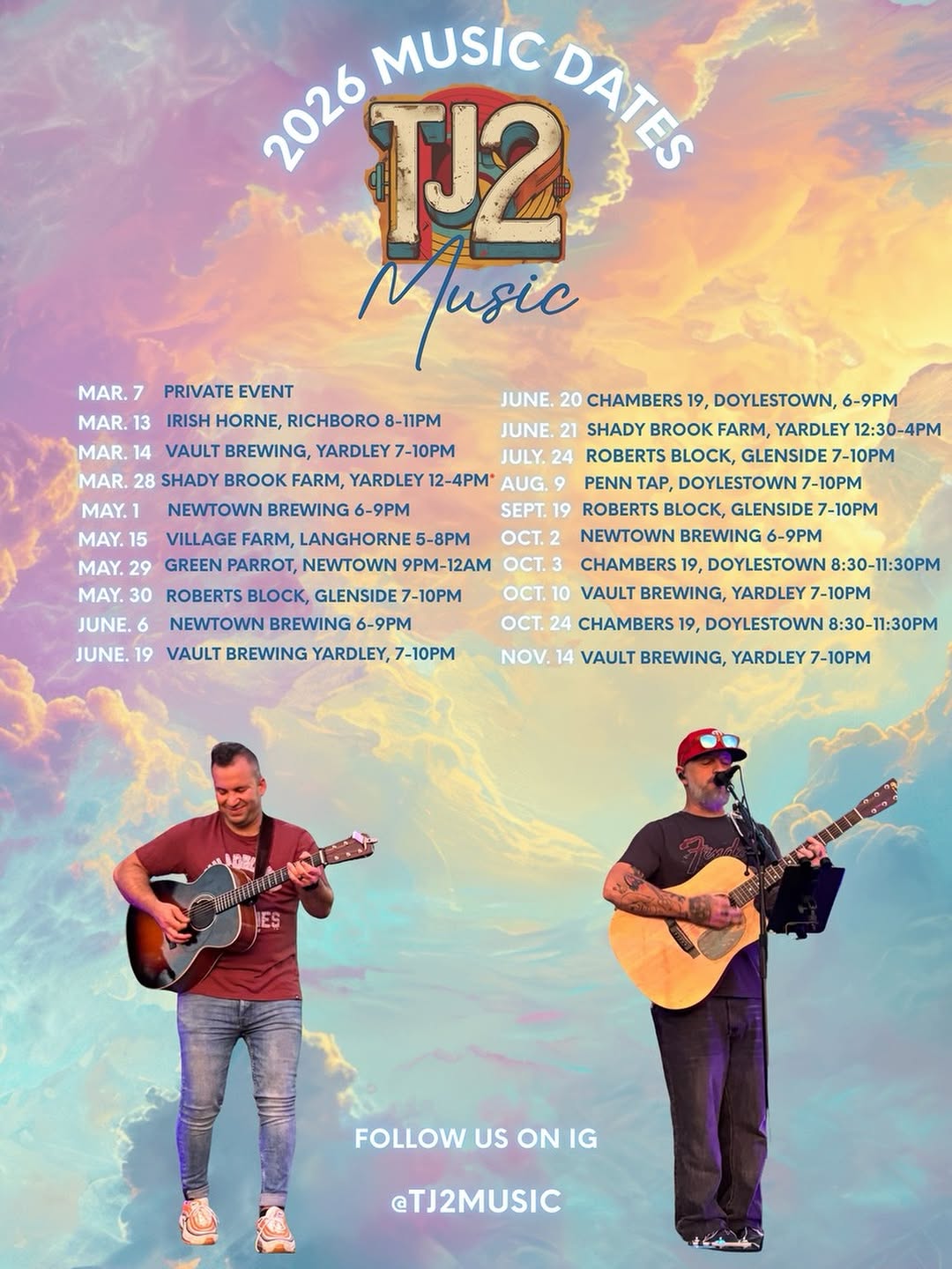 TJ2 Music - 2026 dates